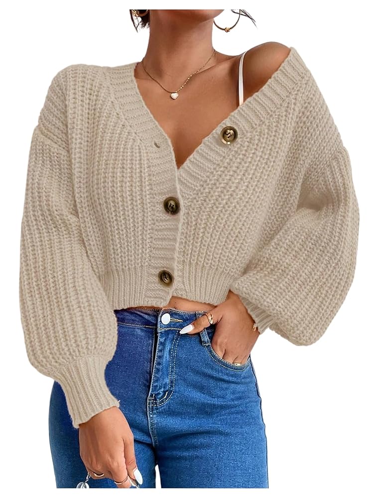 GORGLITTER Women's Button Up Cropped Cardigan Sweaters